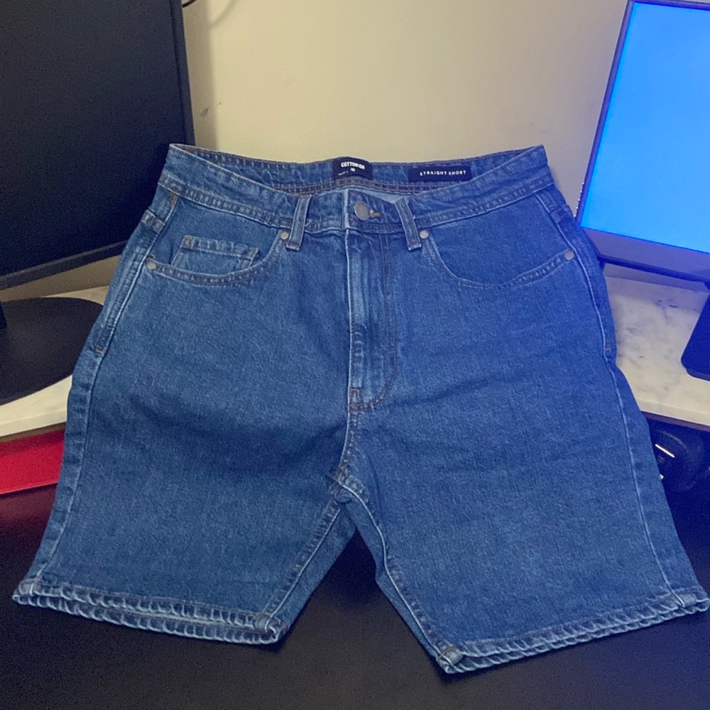 Cotton On Blue Denim Straight Shorts Size 30